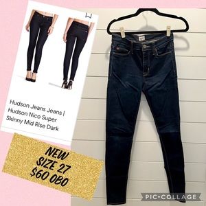 HUDSON-Nico Mid-Rise super skinny. New without tags. Never worn or washed!